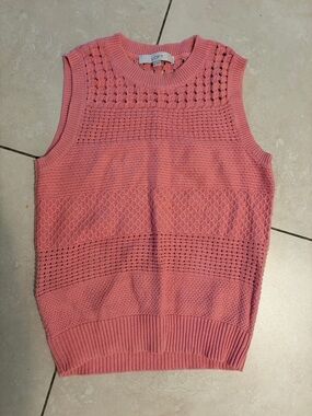 LOFT Pink Coral Knit Sleeveless Pullover